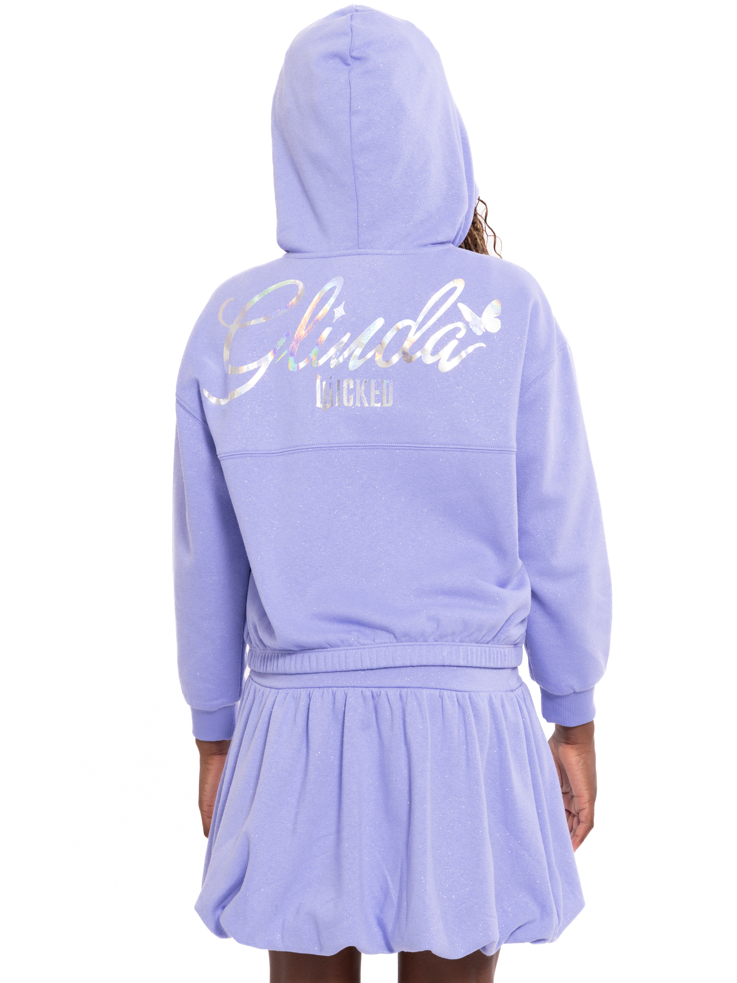 Wicked: For Good Little and Big Girls' Glinda Foil Graphic Fleece Hoodie Sweatshirt, Sizes 4-16