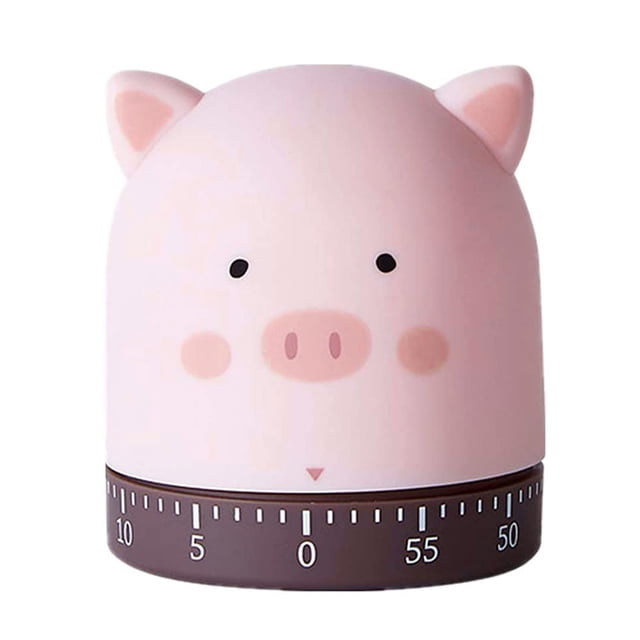Temporizador de cocina con formas de animales lindos, mecánico de 60 minutos, no necesita batería, reloj despertador de autodisciplina (cerdito)