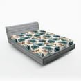 thumbnail image 2 of Ambesonne Tropical Fitted Sheet, Exotic Watercolor Foliage, Queen Size, Hunter Green Teal and Blue, 2 of 5