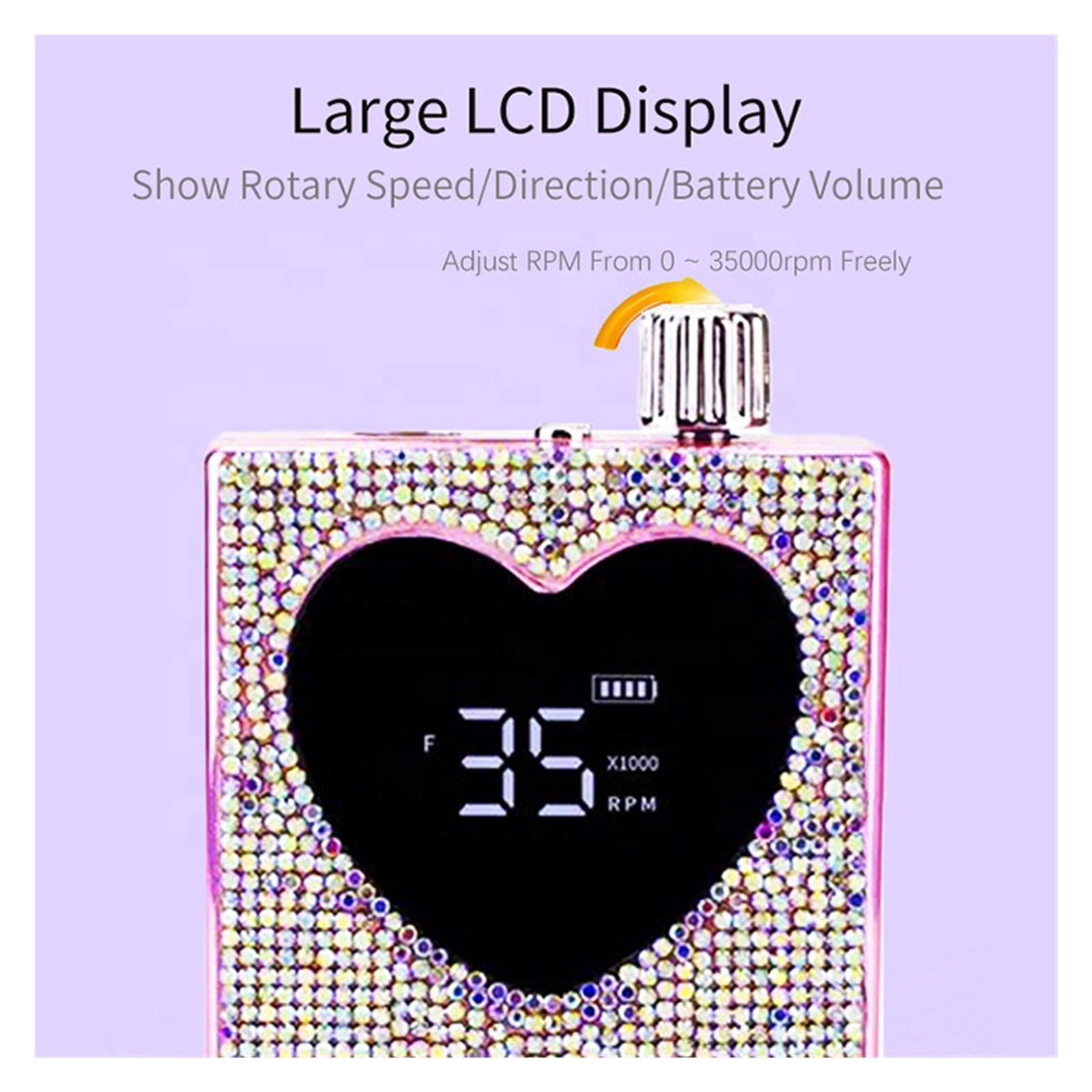 Heart Shape Electric Nail Drill, 35000RPM Nails Milling Cutter, Wireless Pedicure Grinder, Rechargeable Nail Drilling Machine ,Low Noise