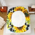 thumbnail image 5 of Manfei Rustic Sunflower Queen Sheet Set,Blue Butterfly,White Black Plaid,4-Piece Cozy, 5 of 7