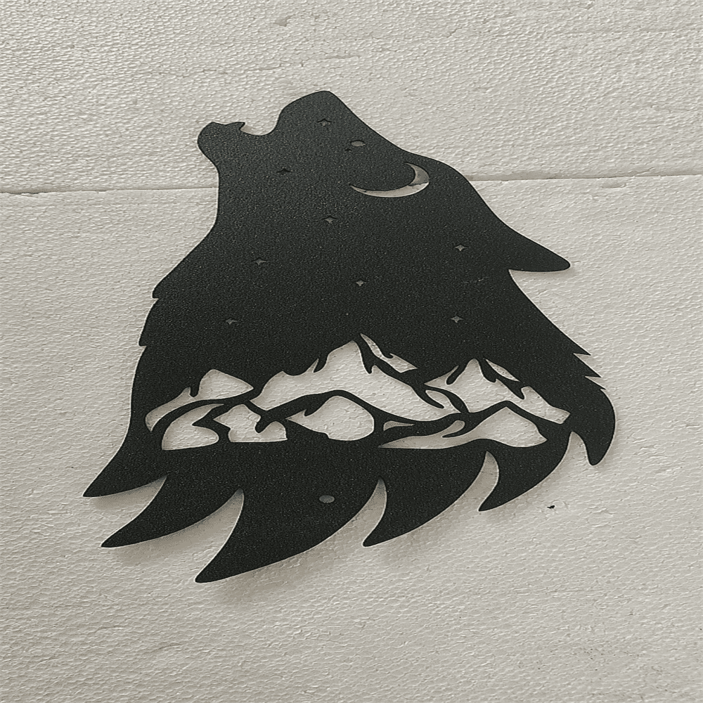 Gothic Howling Wolf Metal Wall Art Black Finish Dark Academia Decor