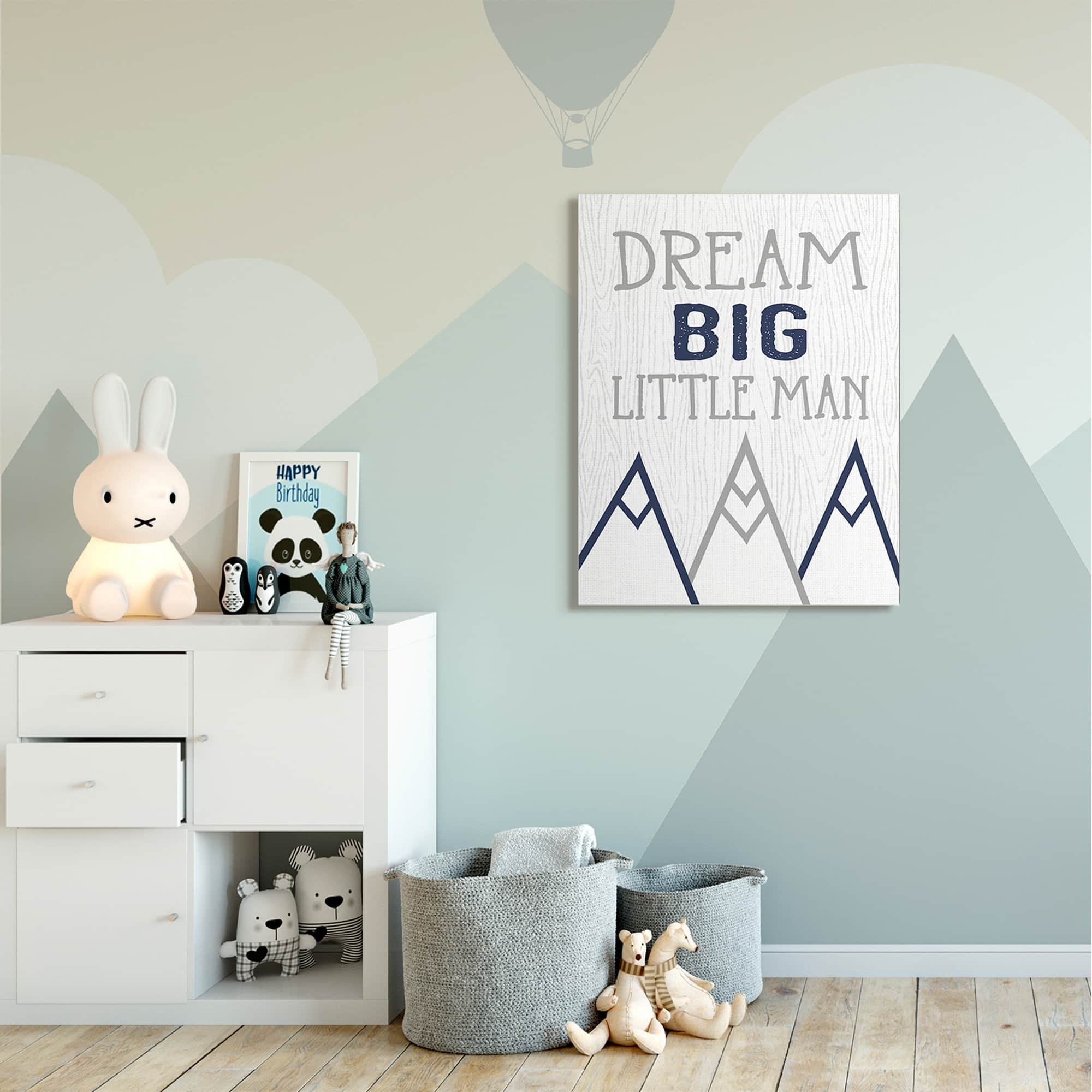 Stupell Industries Dream Big Little Man Phrase Rustic Mountain Range Canvas Wall Art by Ashley Calhoun