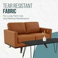 thumbnail image 3 of Leisuremod Chester Modern Faux Leather Loveseat With Birch Wood Base Living Room Sofa (Cognac Tan), 3 of 12