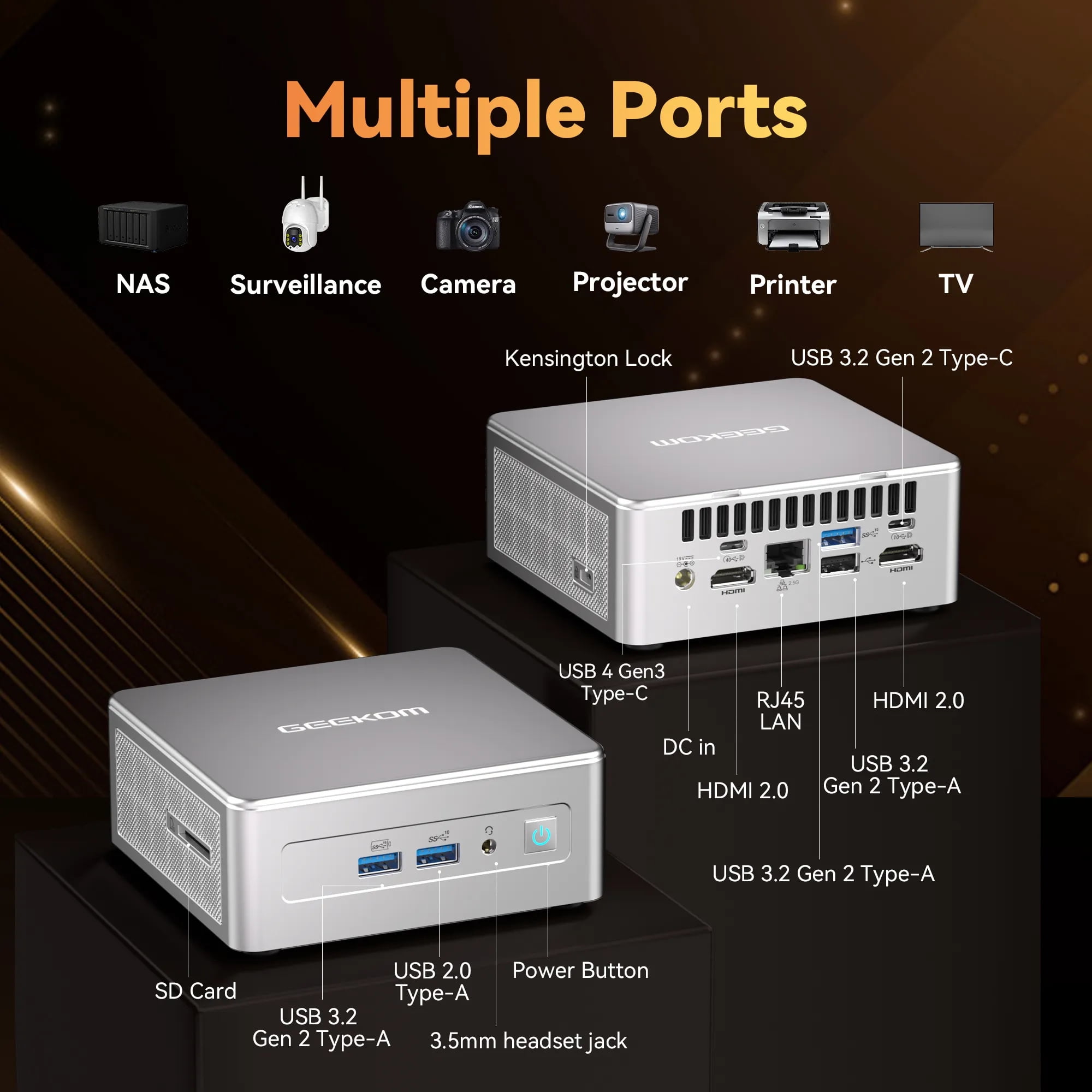 GEEKOM AE7 Mini PC Desktop Computer, AMD Ryzen 9 7940HS,32 GB DDR5