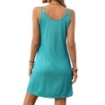 thumbnail image 1 of Vestido sin mangas de primavera/verano para mujer: cuello redondo, color liso, corte holgado, informal/relajado, mezcla de poliéster, 1 of 8