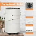 thumbnail image 4 of 2-Pack Large Rolling Laundry Baskets, Collapsible Freestanding Laundry Hamper with Handles, Oxford Pop-Up Clothes Hamper for Clothes Toys, Ideal for Dorm Family Travel Use - Beige, 80L, 4 of 7