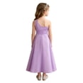 thumbnail image 2 of TiaoBug Girls' Sleeveless One Shoulder Rhinestone Satin Long Dress for Wedding Party Pageant Gown Lavender 16, 2 of 5