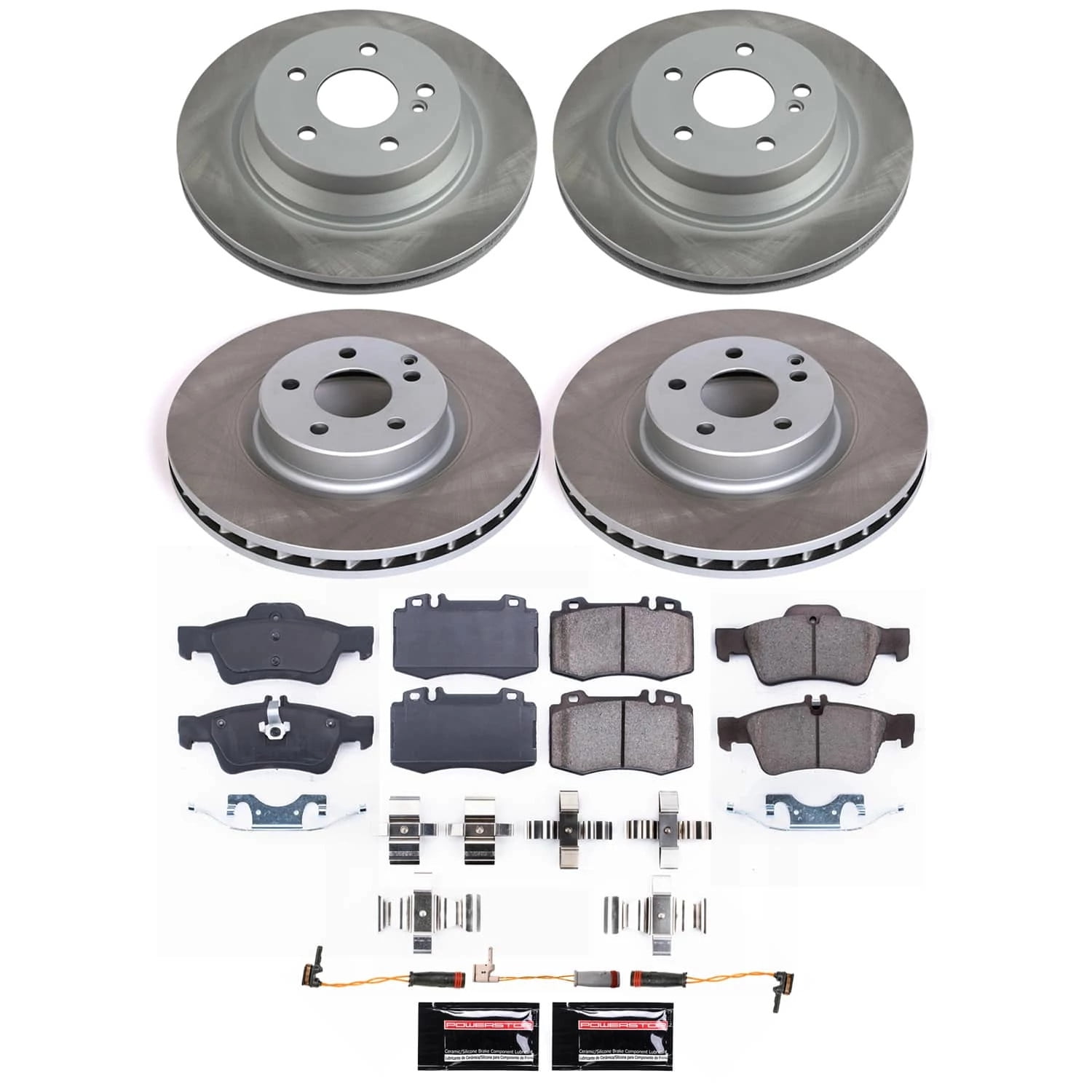 PowerStop Front and Rear Semi-Coated Rotor and Low-Dust Ceramic Brake Pad Kit SC6598