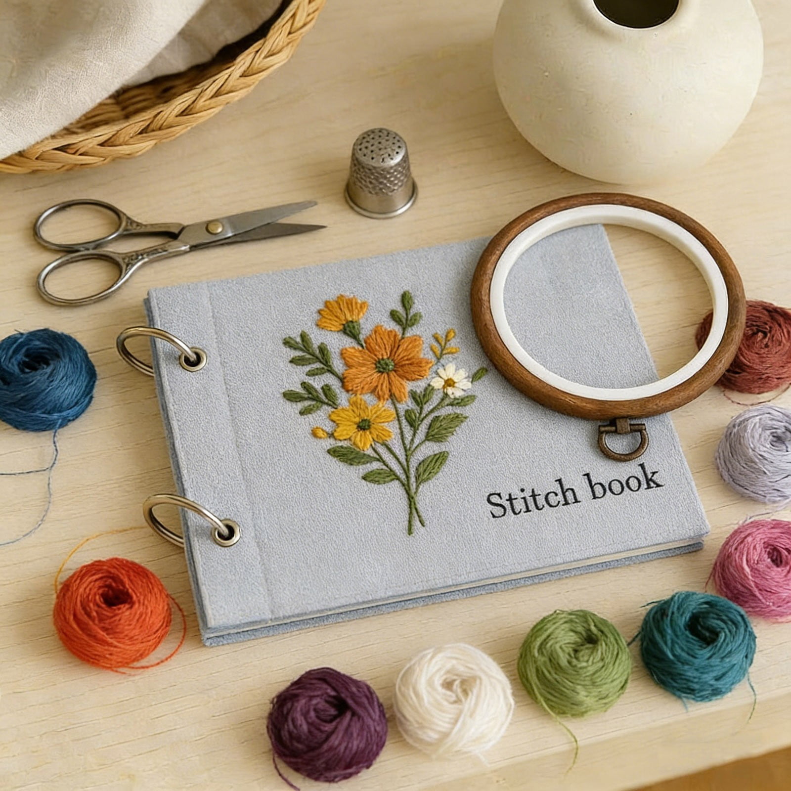 WWG Embroidery Needlework DIY Stitched Kit, Portable Home Linen Embroidery Decoration Craft Set for Beginners, Includes Needles and Thread, Complete Gift for Craft Lovers, 2Pcs