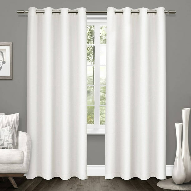 Exclusive Home Curtains 2 Pack Tweed, White Blackout Curtains
