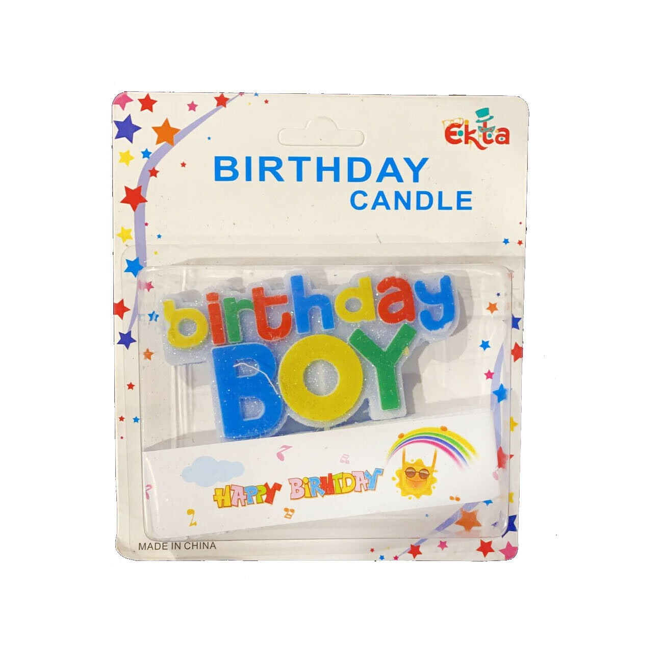 Colourful Glitter Glow Happy Birthday Candles For Boys