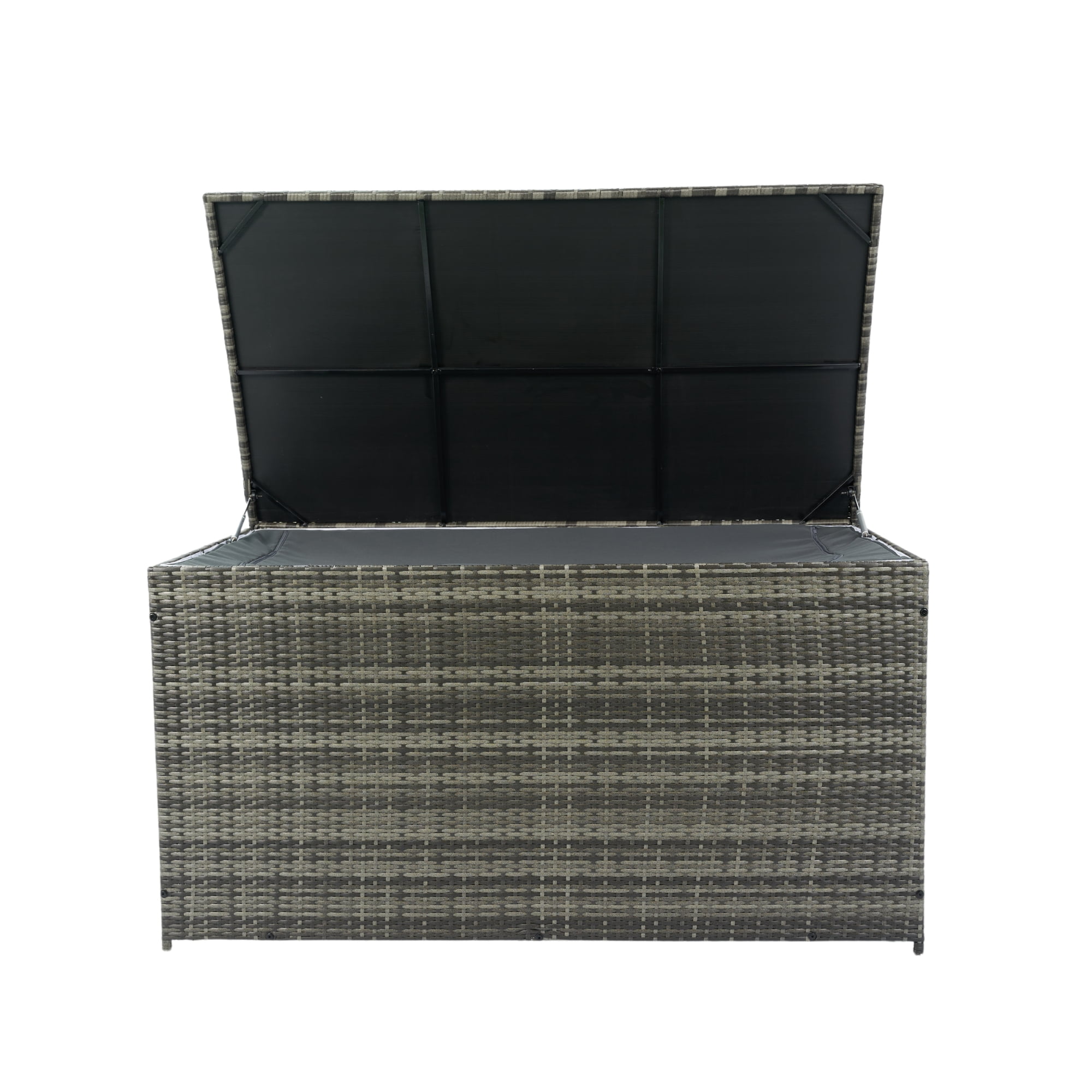 Aimee Lii Outdoor Storage Box, 200 Gallon Wicker Patio Deck Boxes with Lid, Outdoor Toy Storage for Kids, Gray