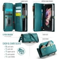 thumbnail image 3 of Dteck for Samsung Galaxy Z Fold 6 Case with RFID Blocking Wallet Case for Women Men, Shockproof PU Leather Magnetic Flip Strap Zipper Card Holder Phone Case,Green, 3 of 7