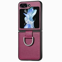 Allytech Galaxy Z Flip 6 Case, Samsung Z Flip 6 Case, PU Leather Slim Lightweight Back Cover with Ring Holder Shockproof Anti-Scratch Case for Samsung Galaxy Z Flip 6 5G - Purple