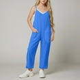 thumbnail image 2 of Gubotare Girls Dressy Rompers Little Girl Summer Rompers Sleeveless One Piece Jumpsuits Size 11-12T (Blue,11-12 Years), 2 of 9
