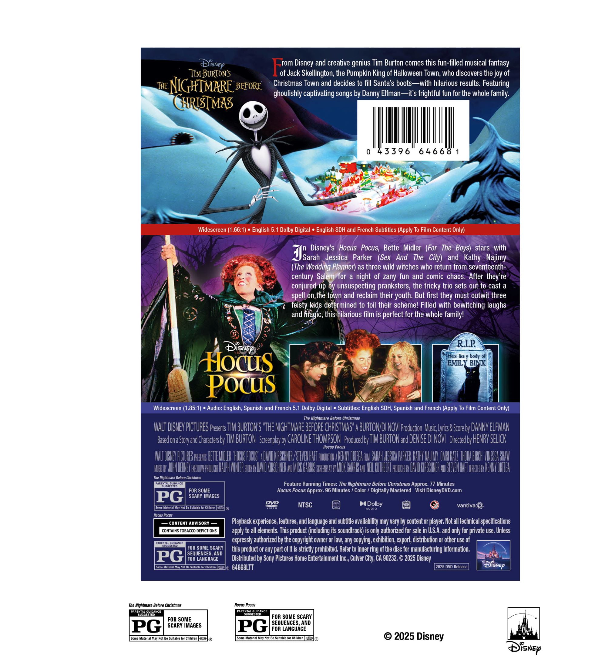 Hocus Pocus and Nightmare Before Christmas, Double Feature (DVD Hocus Pocus and Nightmare Before Christmas, Double Feature (DVD