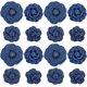 thumbnail image 1 of 16 piezas de tela vaquera azul marino con flores en 4 estilos diferentes. Tela de lona con flores de camelia. Accesorios cosidos con forma de flor., 1 of 9