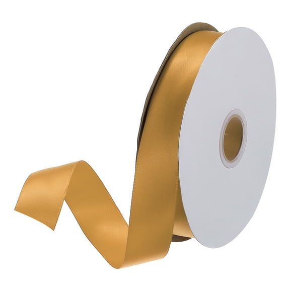 Uxcell Satin Ribbon Grosgrain Solid Silk Wedding Bouquet Ribbon for Valentine's Day Gift Wrapping Cake Box Bows Honey Yellow-1" x 50 Yard