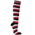 thumbnail image 2 of COUVER Womens 0.5 Inch Thin Stripe Cotton Knee High Socks Black White Red 2 Pairs (Womens), 2 of 7