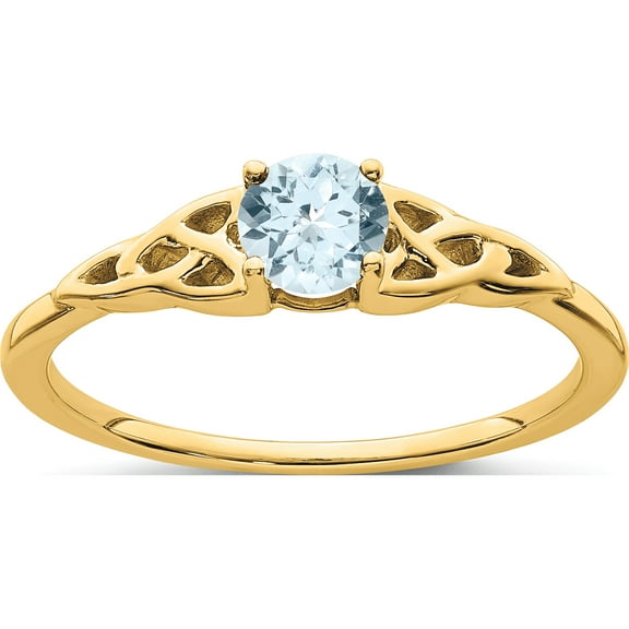 10K Yellow Gold Aquamarine Celtic Knot Ringsize 7 (Width .9 To 3.8) - Jbsp