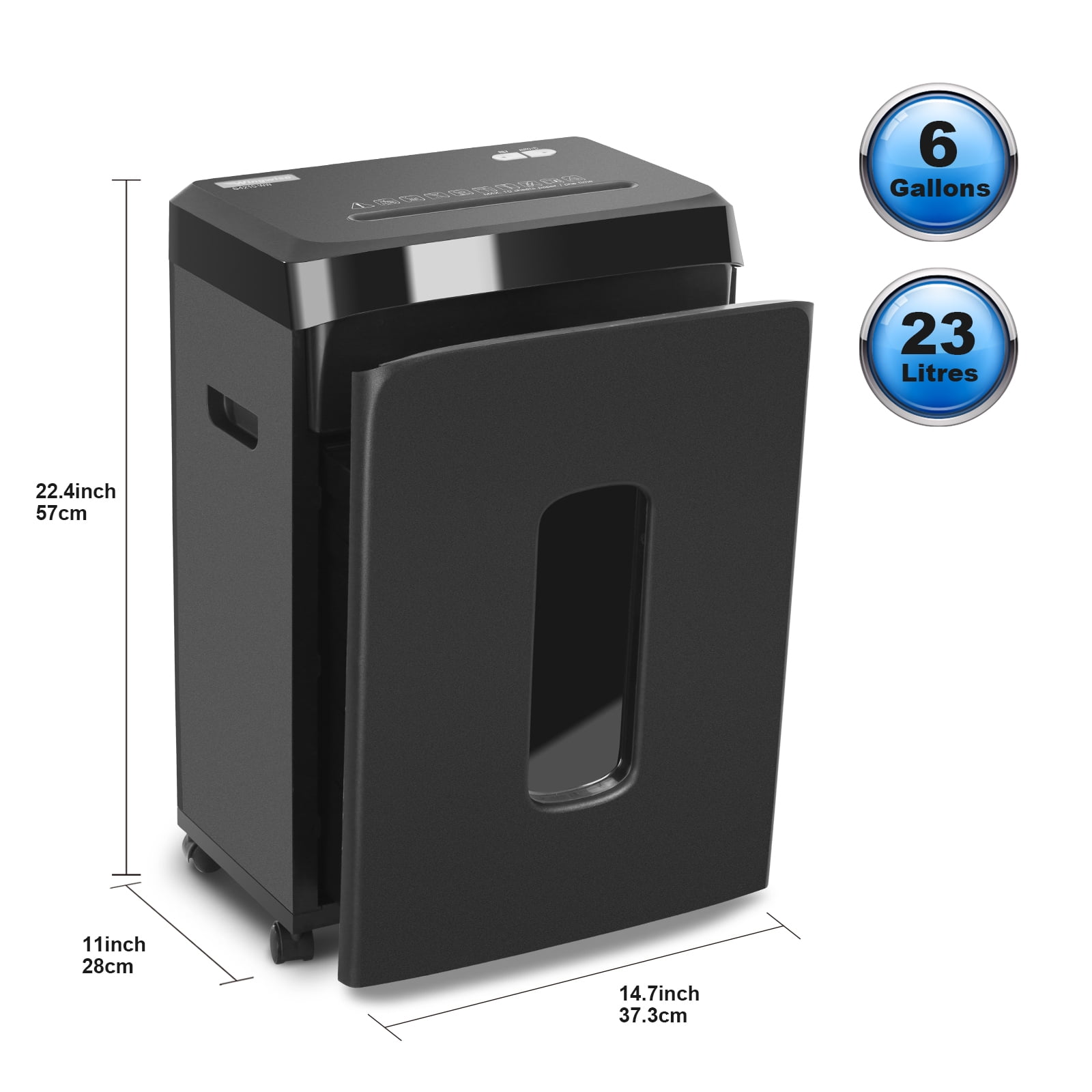 Wingwise 10-Sheet Cross Cut Heavy Duty Paper Shredder with 6.1 Gallon Wastebasket for Home Office Use,Black