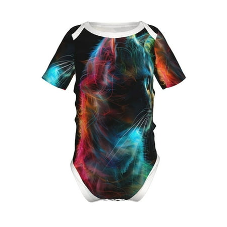

Junzan Neon Spectrum Cat Portrait Print Short-Sleeve Baby Climbing Clothes Bodysuits for Infant One-Piece for Baby Boys & Girls Baby Clothes Baby Romper with Snap Closure-2 Years