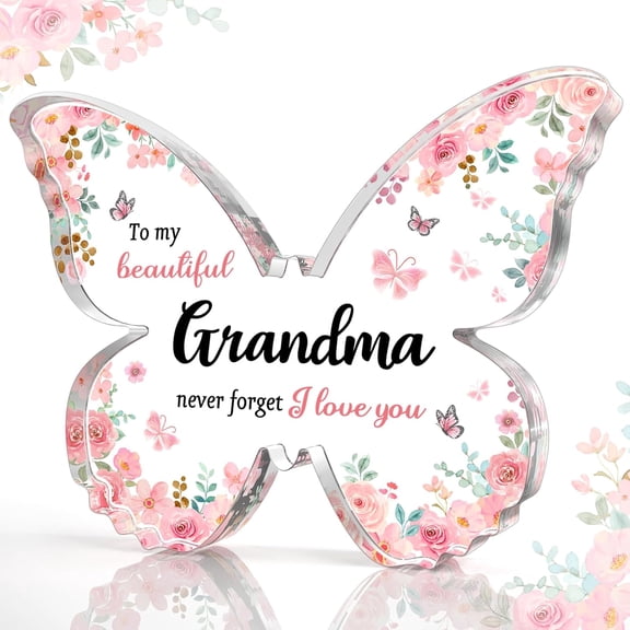 Gifts for Grandma, Best Grandma Christmas Gift Ideas - 5x3.8x0.5 Inch Butterfly-Shaped Acrylic Plaque Keepsake - Mothers Day Gift, Christmas Gift, Grandparent Day Gift, Birthday Gift