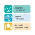 thumbnail image 6 of Intex Premium Quick-Fill 120V AC Electric Air Pump for Air Mattress & Inflatables, 3 Nozzles - Gray/Green, 6 of 11