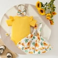 thumbnail image 4 of Hienoo Newborn Girls Outfits Sunflower Print Short Sleeve Romper Skirt with Headband Set, 4 of 7