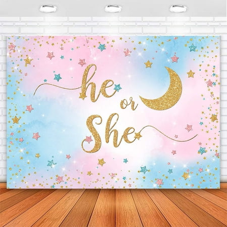Image of Avezano He or She Gender Reveal Backdrop Blue or P