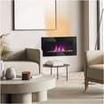 thumbnail image 2 of Wall Mount Electric Fireplace, 28.5 Inch 1500W Heater with Realistic Flame Effect, 7 Color LED Background Light, Tempered Glass, Black for Indoor Home Decor, 2 of 9