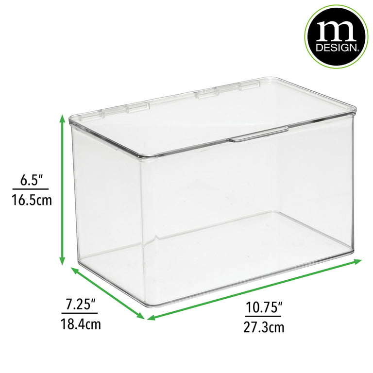 mDesign Long Plastic Cosmetic Storage Box, Hinged Lid, 2 Pack, Light  Pink/Clear
