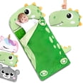 thumbnail image 1 of Primlect Saco de Dormir, 61" x 27" Tapete de Felpa para Siestas con Almohada, Saco de Dormir Acogedor para Pijamadas, Verde, 1 of 8