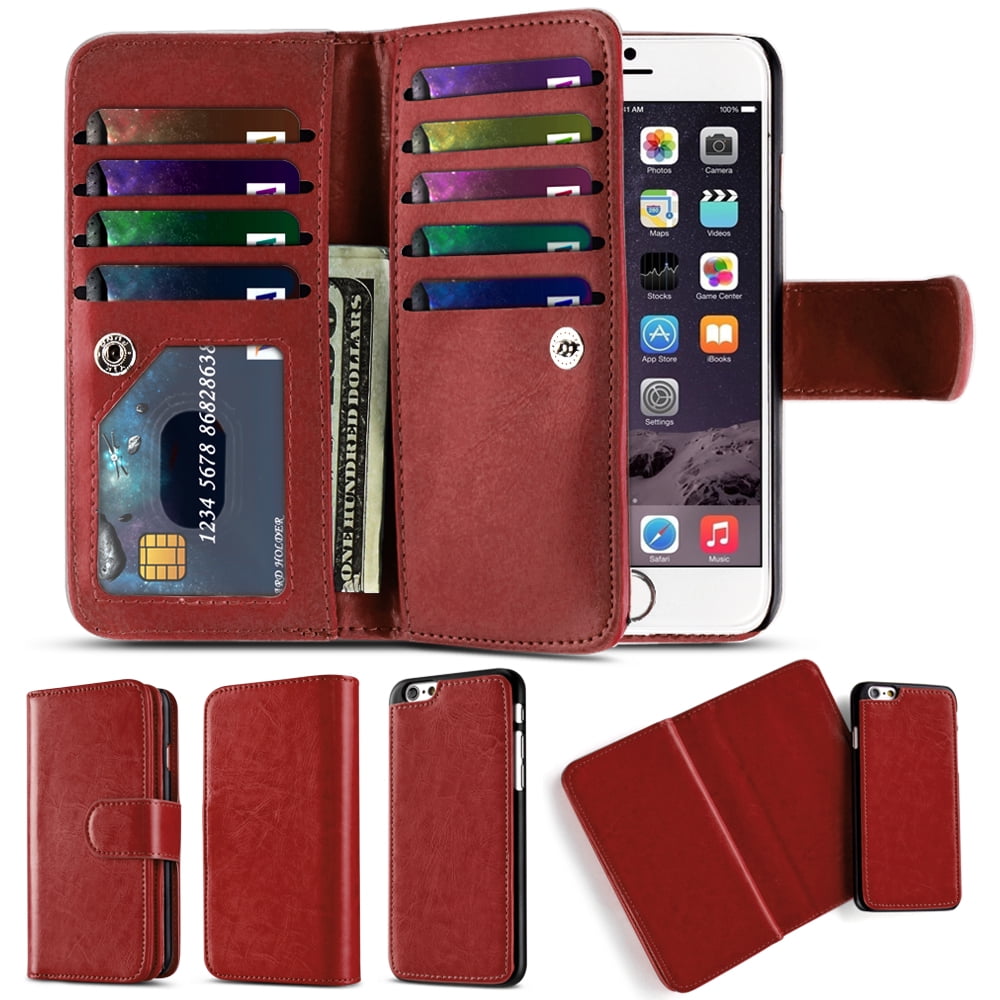 iPhone 6s Plus Wallet Case (Red) - Flip Synthetic Leather Wallet Pocket