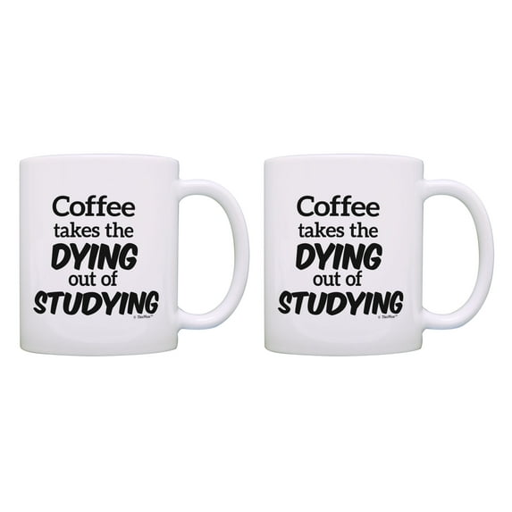 ThisWear Sarcasm Mug Set Coffee Takes the Dying Out of Studying Mug 11 ounce 2 Pack Coffee Mugs
