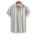 thumbnail image 4 of uublik Mens Button Up Shirts Short Sleeve Short Sleeve Button-Up Striped Dress Shirts Summer Beach Shirt Brown L, 4 of 5