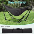 thumbnail image 6 of Hammock with Foldable Stand, 2 in 1 Hammock and Swinging Chair with Carrying Bag, Portable Camping Chair Suitable for Outside, Swing,Patio,Garden,Camping Trip Grey, 6 of 16