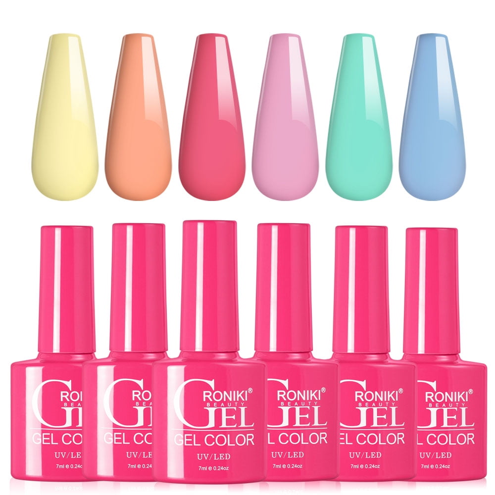 RONIKI Pastel Gel Nail Polish Set, 6 Colors Spring Summer Popular ...