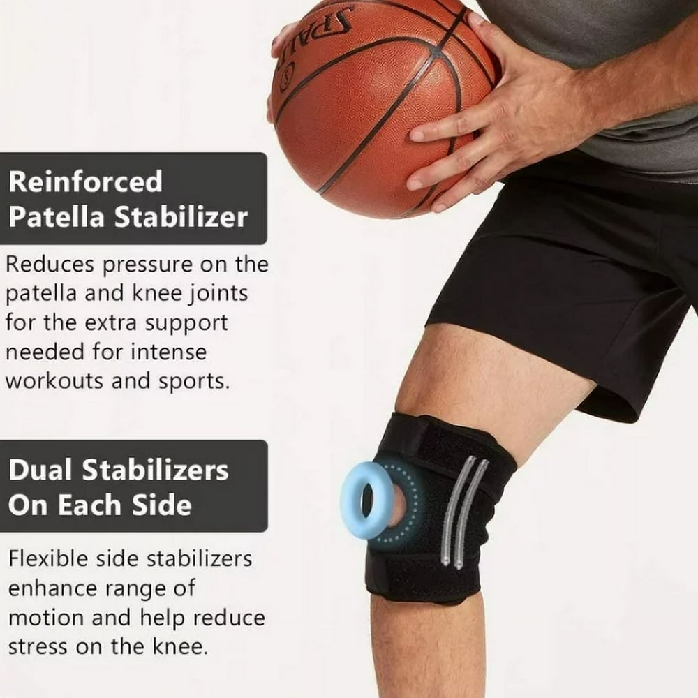EIMELI 2 Pack Knee Brace with Lateral Stabilizers for Meniscus Tears Knee Pain ACL Medial Collateral Ligament Injury Recovery Adjustable Knee Support for Men Women for Knee Pain Support F