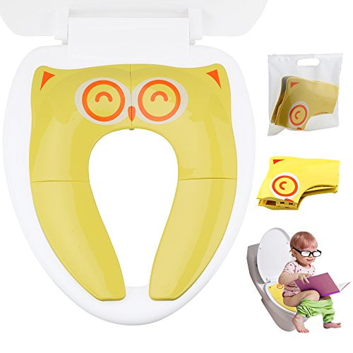 Folding Portable Reusable Non Slip Baby Toilet Potty Training Seat Covers Liners with Carry Bag for Toddlers Kids Traveling Home Blue