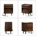 thumbnail image 3 of GUNAITO Nightstand with Charging Station Bedside Table with LED Light Wood Nightstand with Drawers End Table for Small Space Walnut 2pcs, 3 of 11
