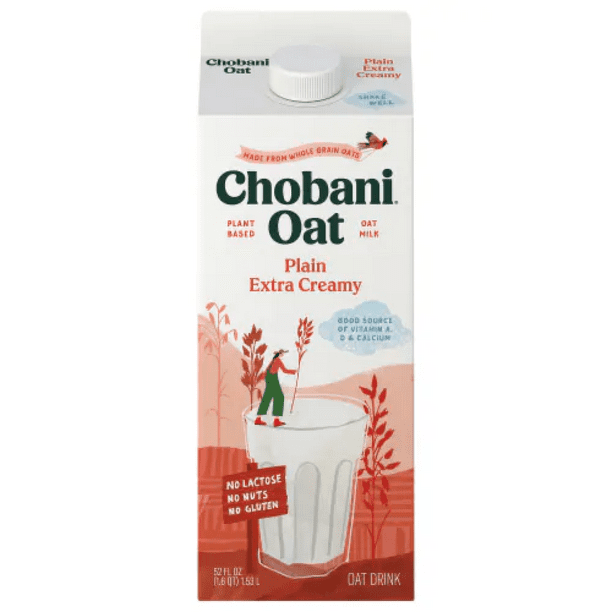Chobani Extra Creamy Plain Oat Milk, 52oz (pack of 6)