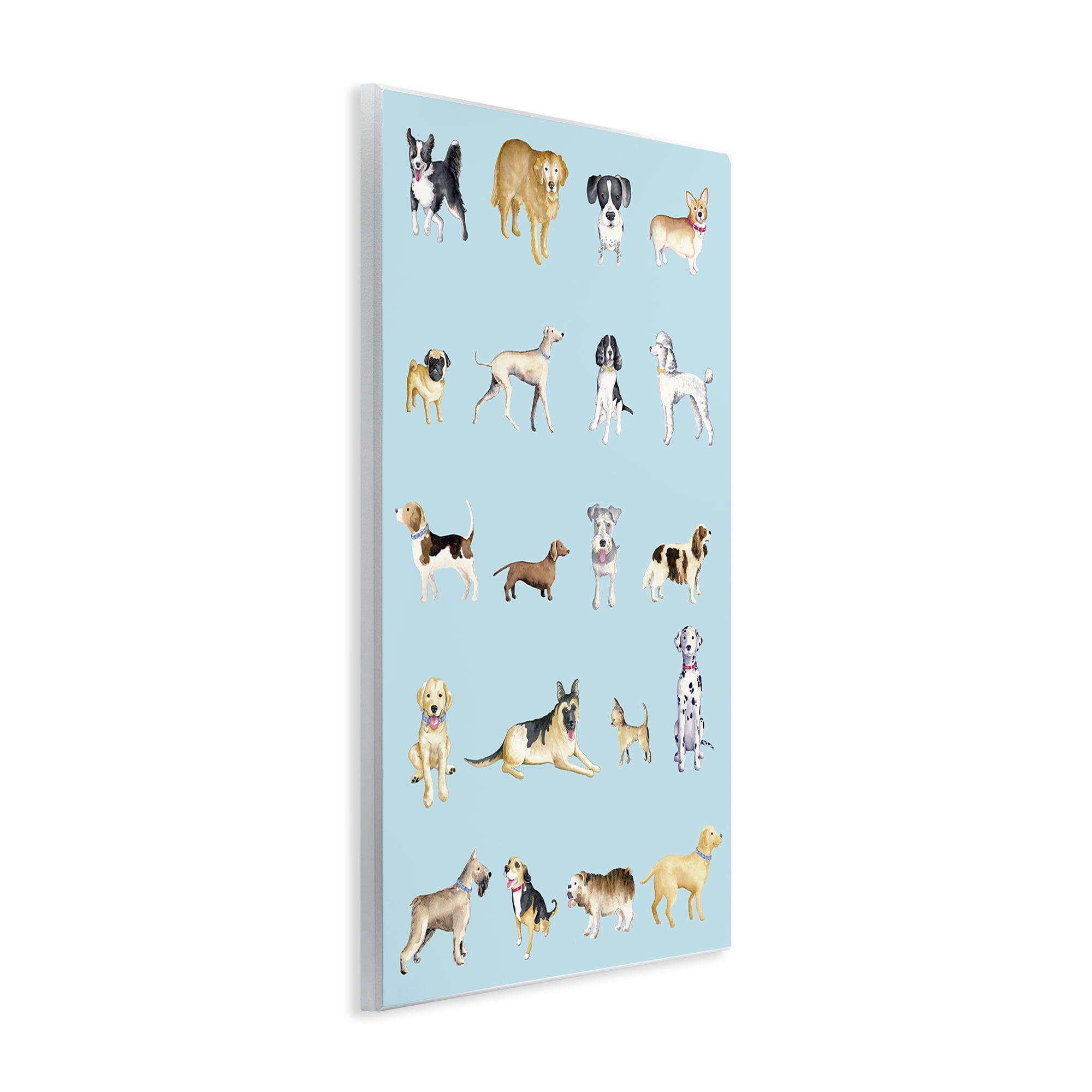 Stupell Industries Dog Breeds on Blue Wall Plaque Art, design by Andi Metz