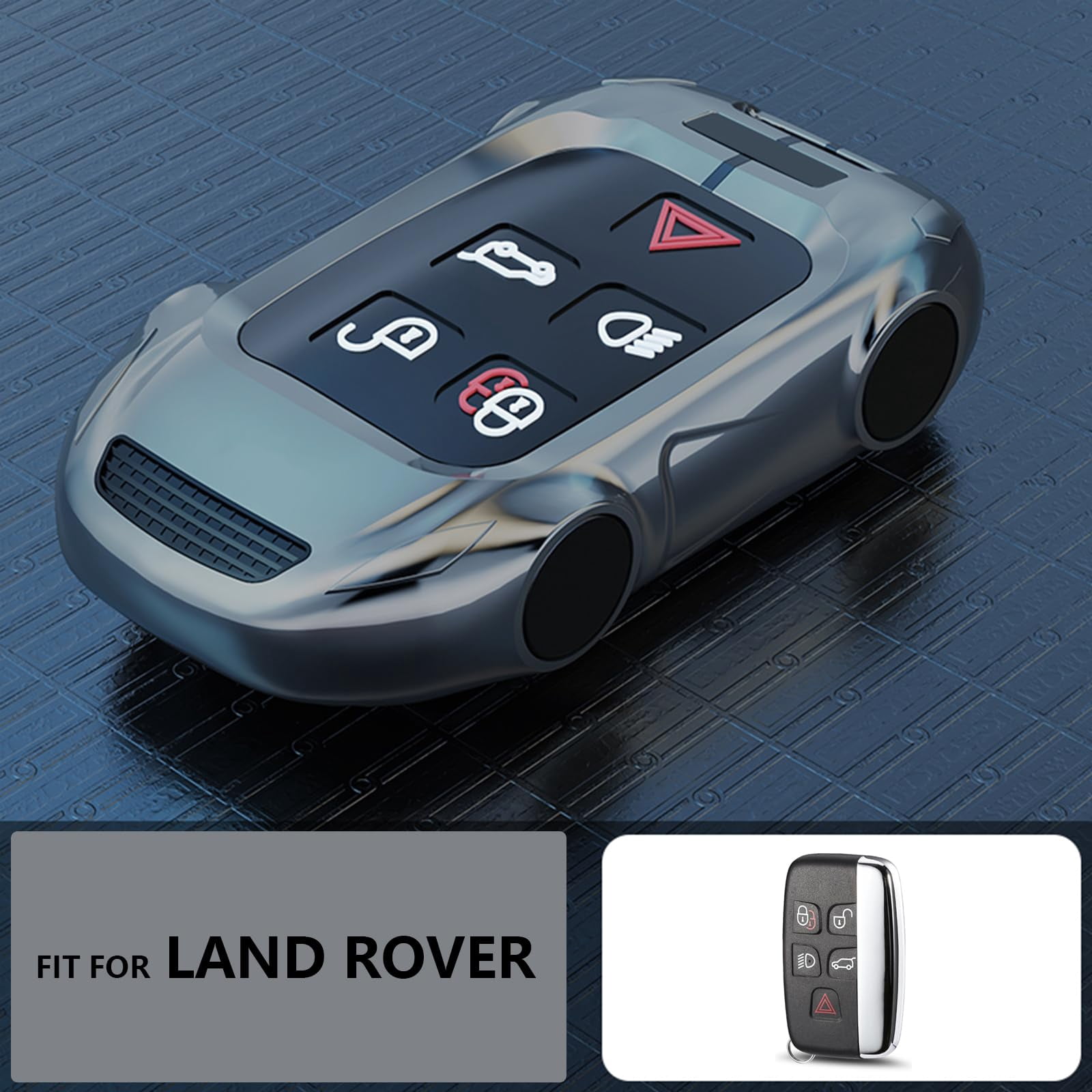 Zinc Alloy Metal Key Fob Case Cover Compatible with Land Rover Range Rover Evoque Sport Velar Land Rover Discovery Jaguar F-Pace F-Type XE XEL XF XFL XJ