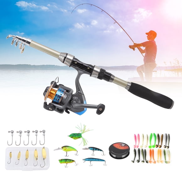 Fishing Rod Wheel Set, Excellent Gift Retractable Fishing Pole Kit Sturdy for Beginner