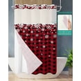 thumbnail image 2 of No Hook Shower Curtain with Snap in Liner, Christmas White Snowflake Snow On Black and Red Plaid Hotel Shower Curtains for Bathroom, Washable Shower Curtain Liner Set with Mesh Top Window, 54"x78", 2 of 6