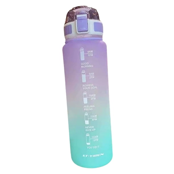 Botella de agua motivacional con de tiempo Jarra de agua para trotar Gimnasio Oficina Fitness , púrpura BLESIY botella portátil