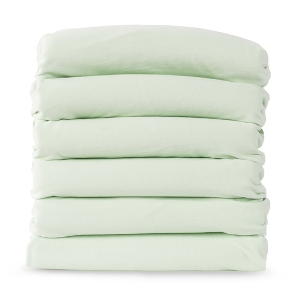 Foundations SafeFit Elastic Fitted Full Size Crib Sheets, 6-Pack, (Mint)