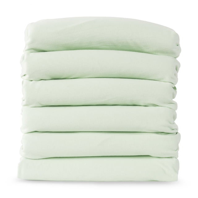 Foundations SafeFit Elastic Fitted Full Size Crib Sheets, 6-Pack, (Mint)